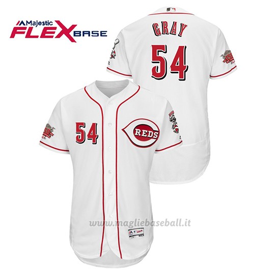 Maglia Baseball Uomo Cincinnati Reds Sonny Grigio 150th Aniversario Patch Flex Base Bianco